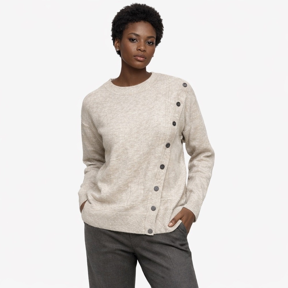 ZESICA Women's M Tan Open Front Long Sleeve Lightweight Sweater Minimalist Skagg
